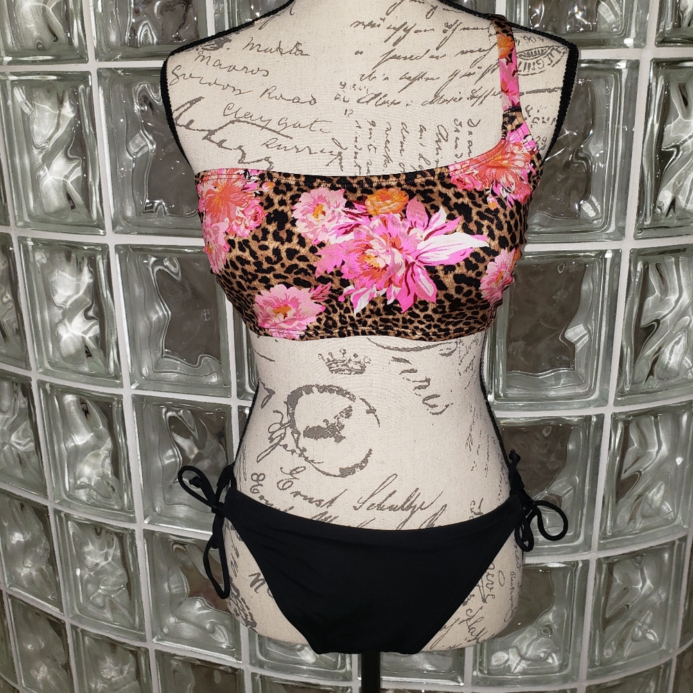 Victoria Secret One Shoulder Cheetah Peony Bikini XL